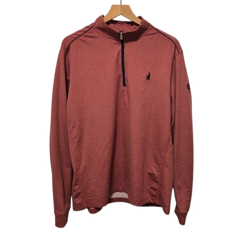 Johnnie O Prep-Formance 1/4 Zip Homan Pink Striped Golf Stretch Pullover Large